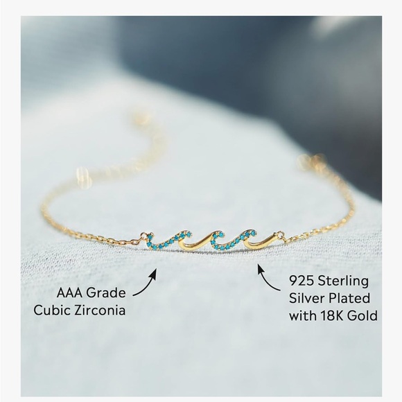 🆕 Daughter Bracelets, Wave Bracelet S925 Silver Plated with 18K Rose Gold - Picture 1 of 12